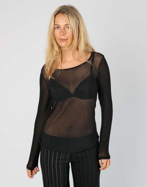 Vintage Unbranded S mesh top in black - view 1
