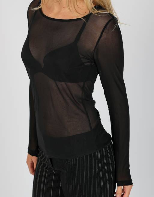 Vintage Unbranded S mesh top in black, 4 of 4