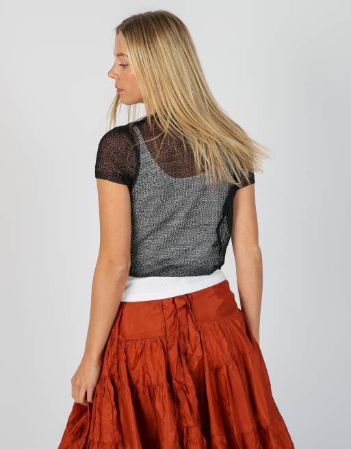 Vintage Unbranded S mesh top in black, 2 of 4