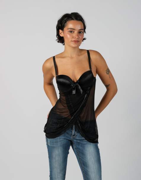 Vintage Unbranded S mesh top in black - view 1