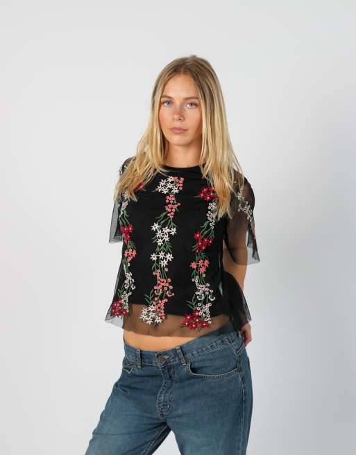 Vintage Unbranded S mesh top in black, 1 of 4