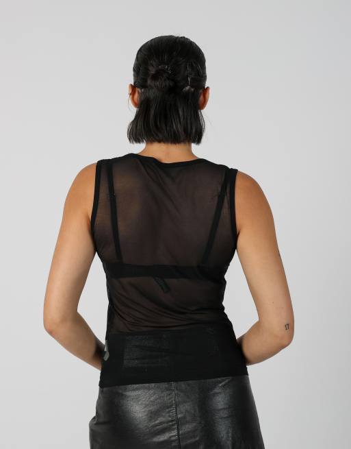 Vintage Unbranded S mesh top in black, 2 of 4
