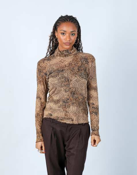 Vintage Unbranded S mesh top in brown - view 1