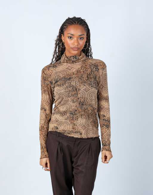 Vintage Unbranded S mesh top in brown