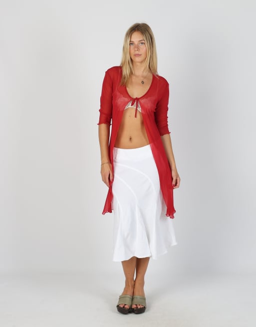 Vintage Unbranded S mesh top in burgundy red