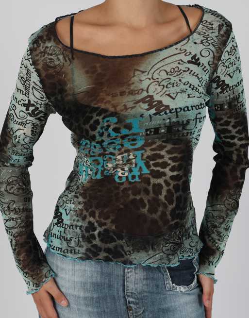 Vintage Unbranded S mesh top in light blue, 4 of 4