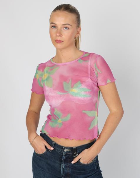 Vintage Unbranded S mesh top in pink - view 1