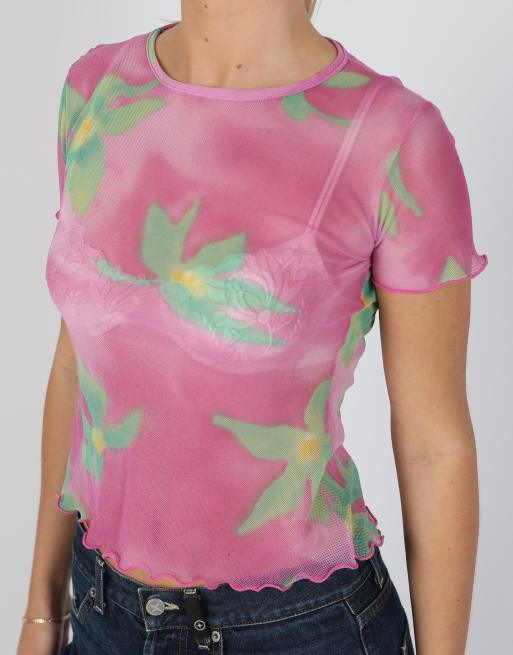 Vintage Unbranded S mesh top in pink, 4 of 4