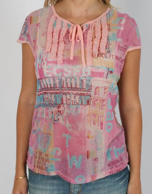 Vintage Unbranded S mesh top in pink, 4 of 4