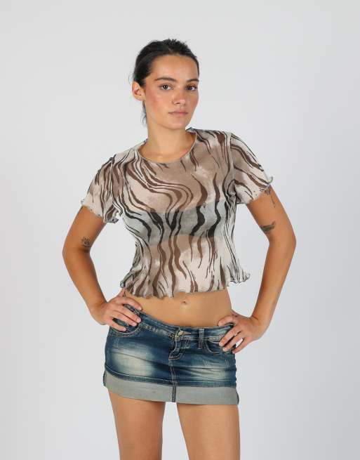 Vintage Unbranded S mesh top in white