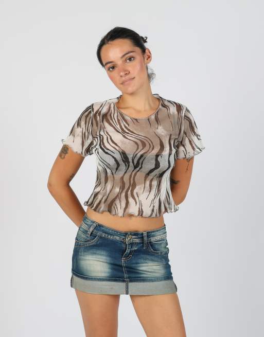 Vintage Unbranded S mesh top in white, 3 of 4