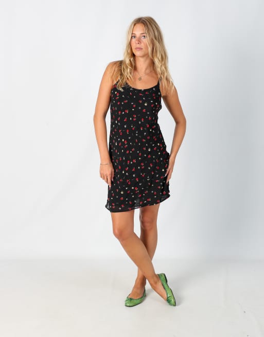 Vintage Unbranded S printed woven maxi dress in black