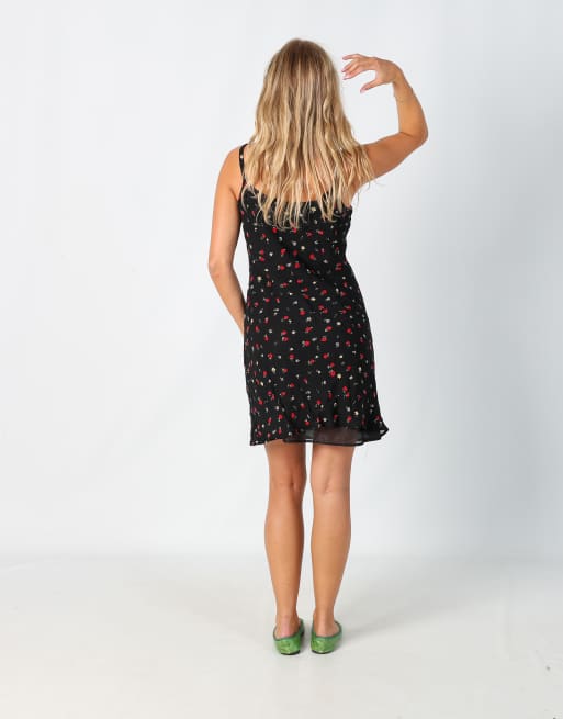 Vintage Unbranded S printed woven maxi dress in black, 2 of 4