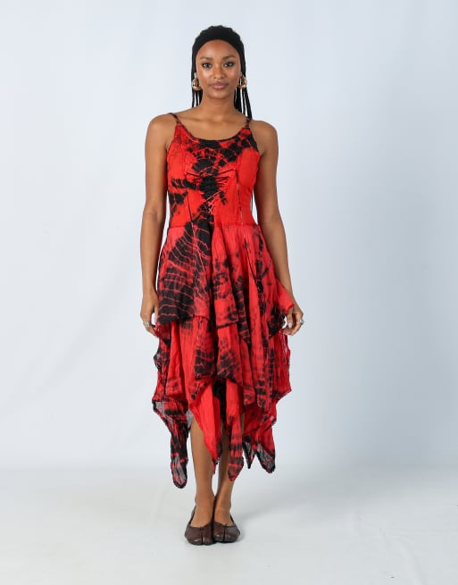 Vintage Unbranded S printed woven maxi dress in red