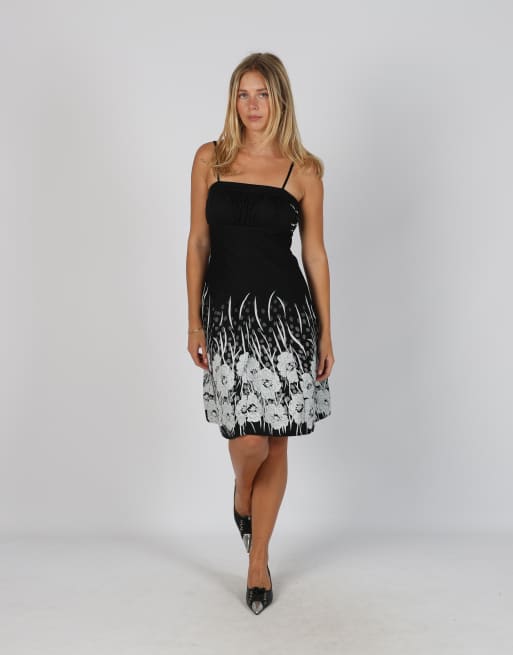 Vintage Unbranded S printed woven mini dress in black