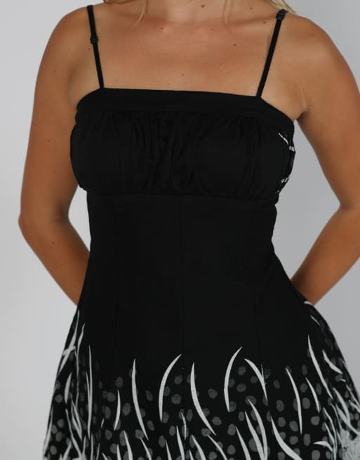 Vintage Unbranded S printed woven mini dress in black, 4 of 4