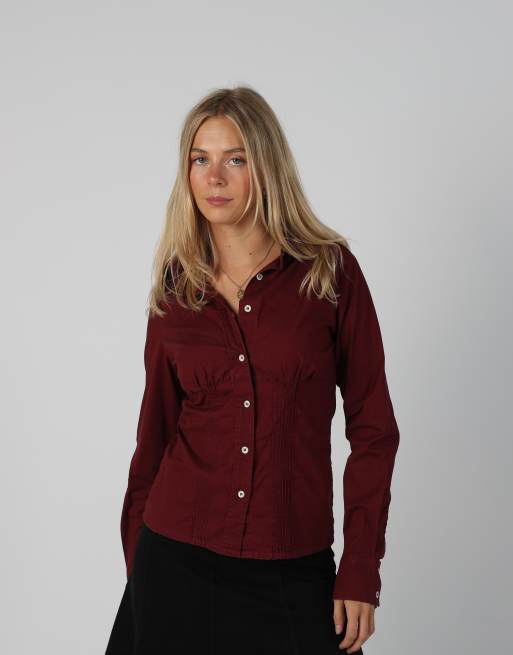 Vintage Unbranded S shirt in burgundy red, 1 of 4