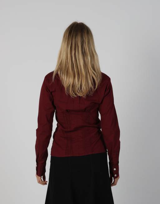 Vintage Unbranded S shirt in burgundy red, 2 of 4