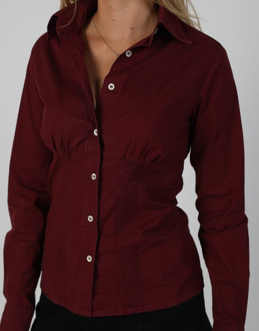 Vintage Unbranded S shirt in burgundy red, 4 of 4