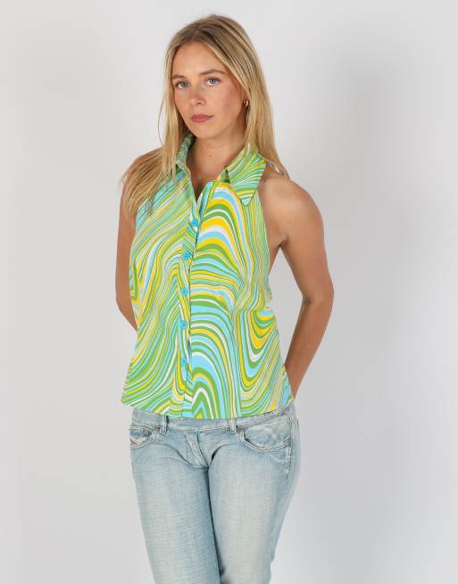 Vintage Unbranded S shirt in light green, 3 of 4