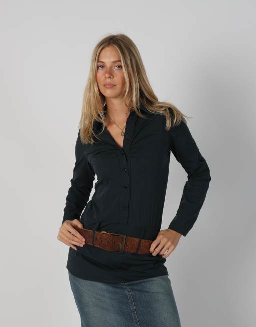 Vintage Unbranded S shirt in navy blue, 1 of 4