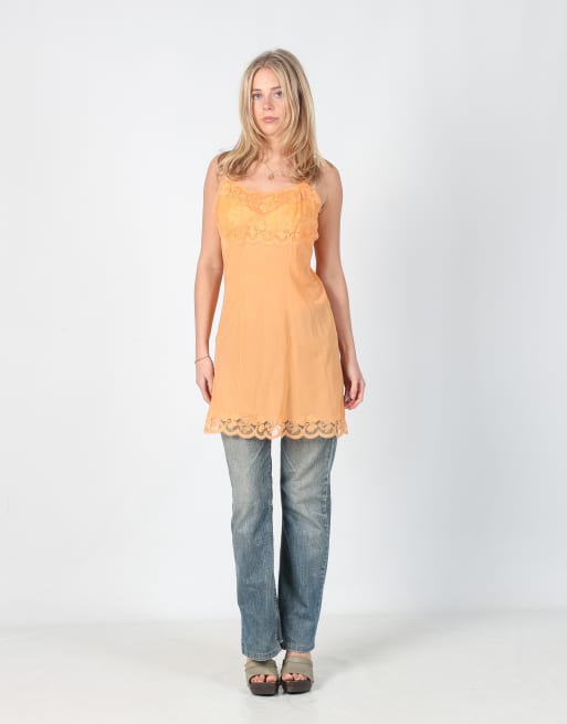 Vintage Unbranded S slip dress in peach