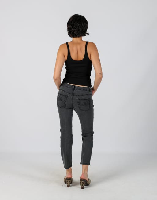 Vintage Unbranded S straight jeans in charcoal grey, 3 of 4