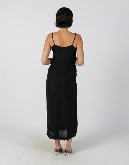 Vintage Unbranded S woven maxi dress in black, 3 of 4
