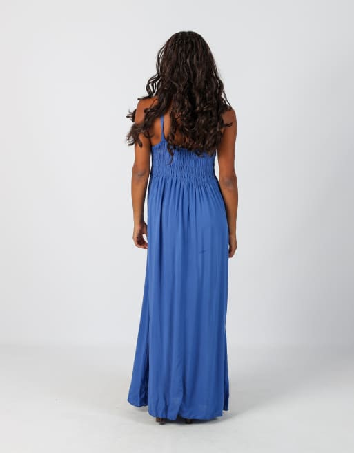 Vintage Unbranded S woven maxi dress in blue, 2 of 4