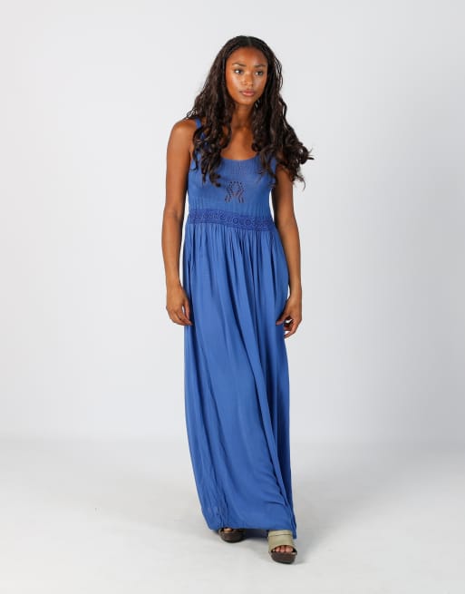Vintage Unbranded S woven maxi dress in blue, 3 of 4