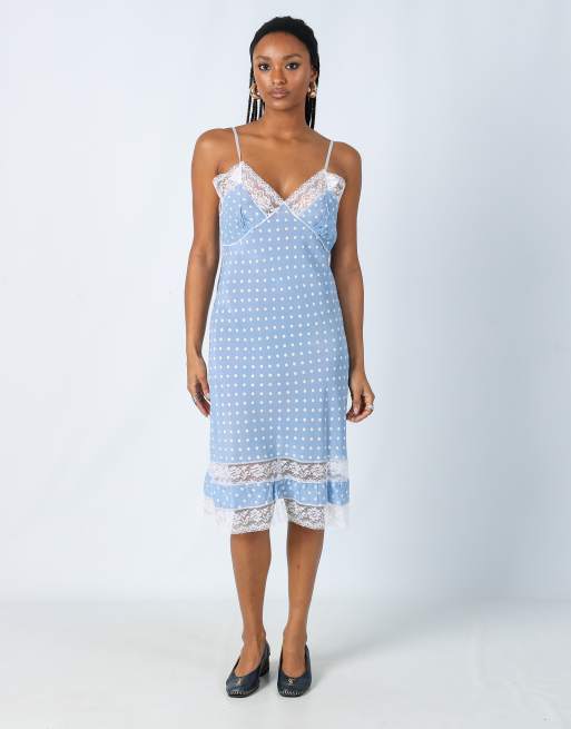 Vintage Unbranded S woven maxi dress in light blue