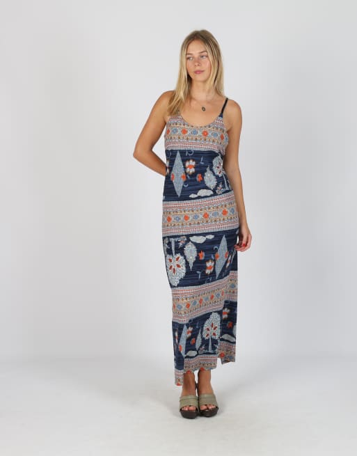 Vintage Unbranded S woven maxi dress in navy blue