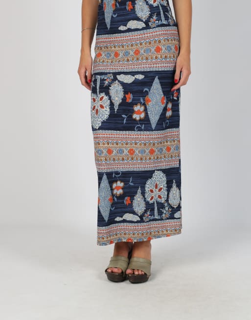 Vintage Unbranded S woven maxi dress in navy blue, 2 of 4