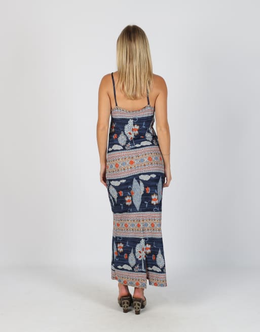 Vintage Unbranded S woven maxi dress in navy blue, 3 of 4