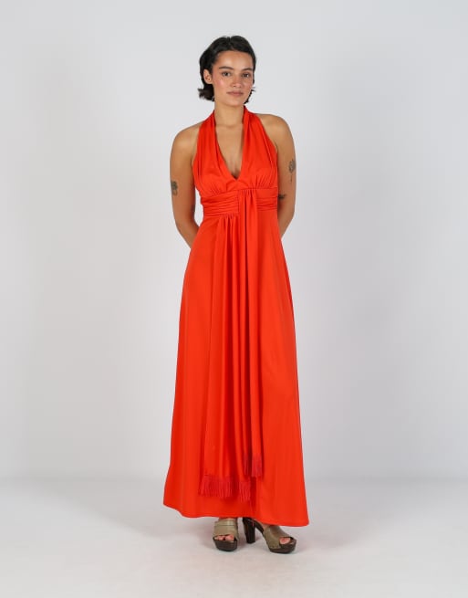 Vintage Unbranded S woven maxi dress in red, 1 of 4