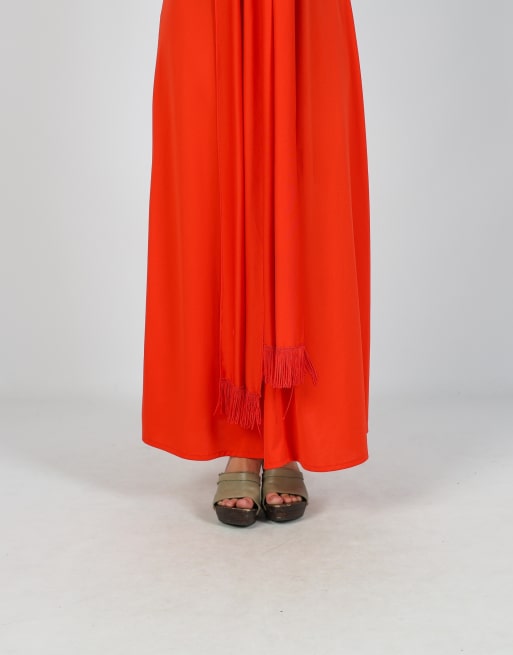 Vintage Unbranded S woven maxi dress in red, 2 of 4