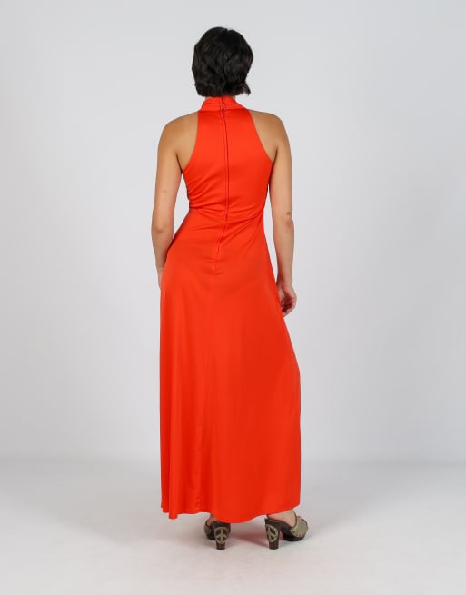 Vintage Unbranded S woven maxi dress in red, 3 of 4