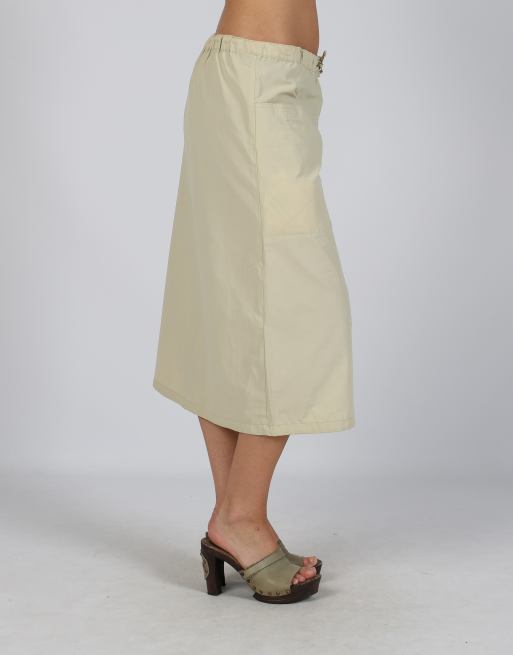 Vintage Unbranded S woven maxi skirt in beige, 2 of 4