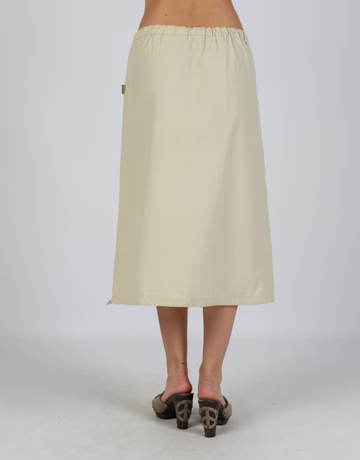 Vintage Unbranded S woven maxi skirt in beige, 4 of 4