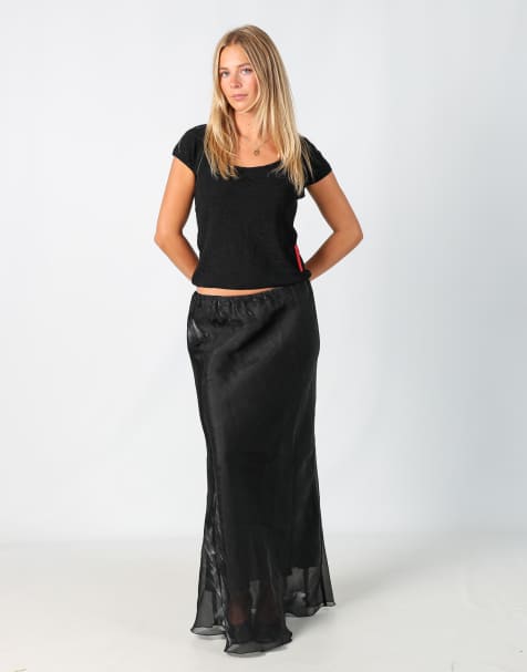 Vintage Unbranded S woven maxi skirt in black - view 1