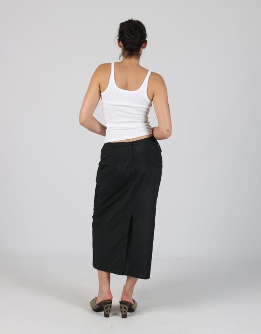 Vintage Unbranded S woven maxi skirt in black, 3 of 4