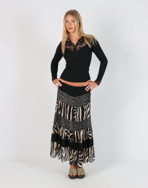 Vintage Unbranded S woven maxi skirt in black - view 1