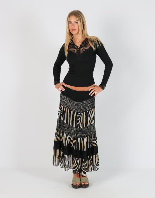 Vintage Unbranded S woven maxi skirt in black