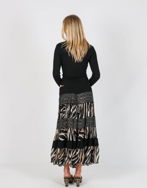 Vintage Unbranded S woven maxi skirt in black, 3 of 4