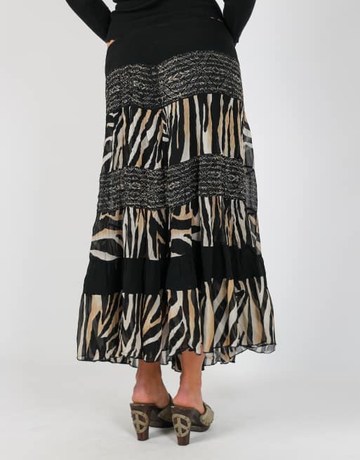 Vintage Unbranded S woven maxi skirt in black, 4 of 4