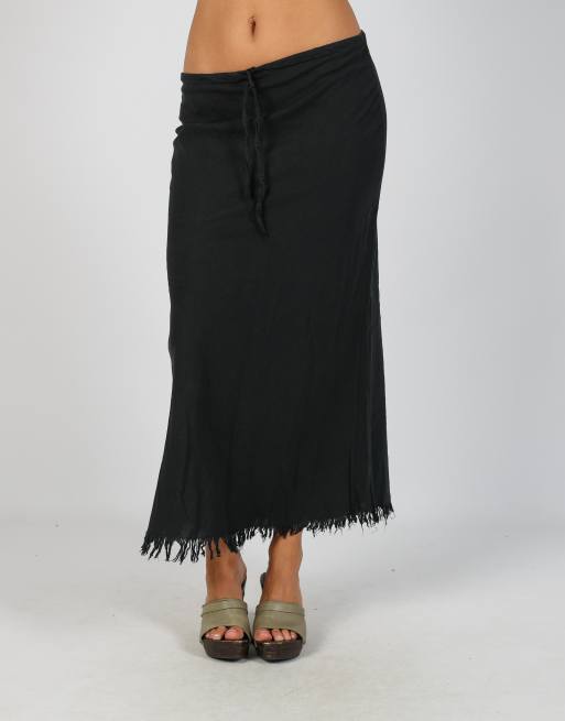Vintage Unbranded S woven maxi skirt in black, 2 of 4