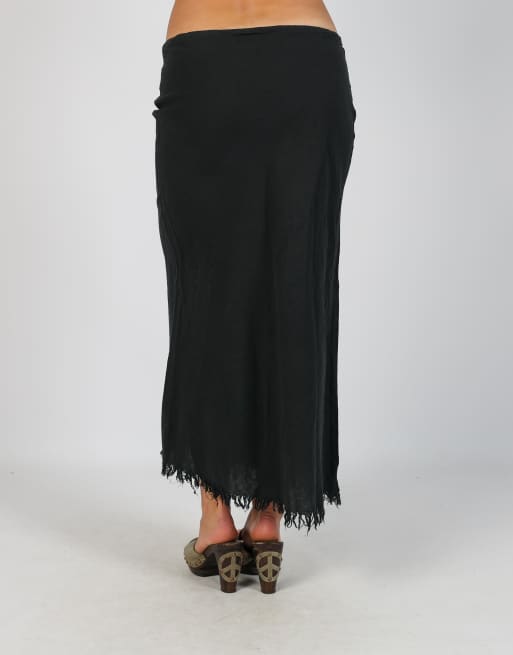 Vintage Unbranded S woven maxi skirt in black, 4 of 4