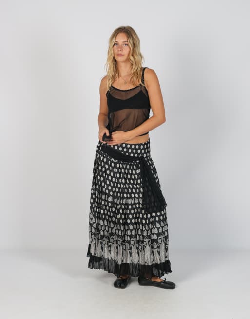 Vintage Unbranded S woven maxi skirt in black, 1 of 4
