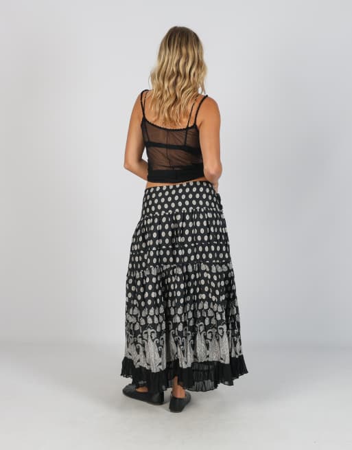 Vintage Unbranded S woven maxi skirt in black, 3 of 4