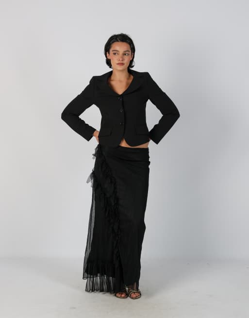 Vintage Unbranded S woven maxi skirt in black, 1 of 4